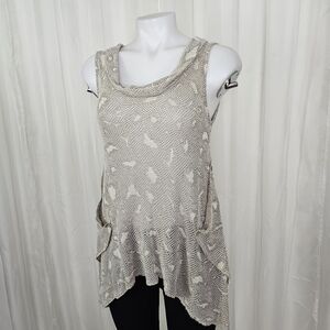 Inizio Italy Beige Knit Sleeveless Top Cowl Neck Size Medium